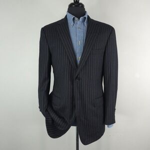 Samuelsohn Suit Jacket Mens 42R Gray Wool Cashmere Pinstripe 2 Button Blazer